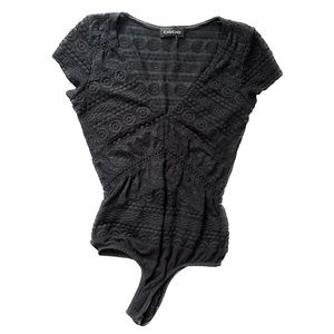 bebe : sheer black bodysuit w vneck